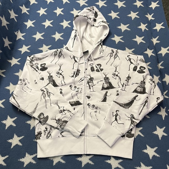Disney Tim Burton's Corpse Bride Hoodie Womens‎ XS Gothic Cartoon White Black